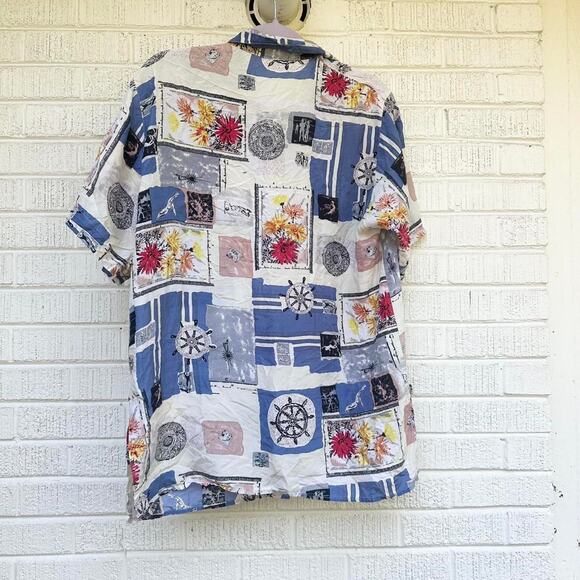 Vintage 80's / 90's Euro Silk Printed Button-Up - Picture 2 of 4